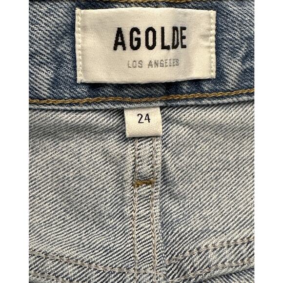AGOLDE Cooper Cargo Blue Denim High Rise Straight Leg Jeans Size 24 - Picture 5 of 7